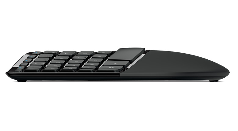 Side view of Microsoft Sculpt Ergonomic Keyboard Desktop
